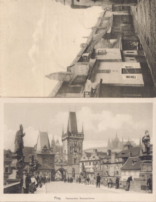 Czech Republic Prague Praha Goldenes Gasschen 2x Old Postcard