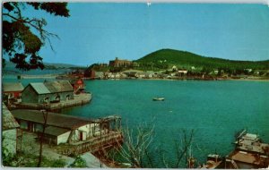 Aerial View Postcard Gaspe' Harbor Quebec, Canada