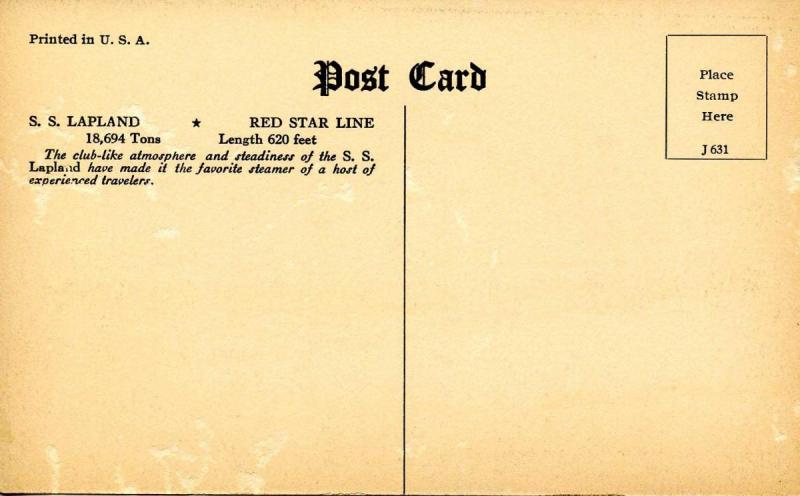 Red Star Line - SS Lapland