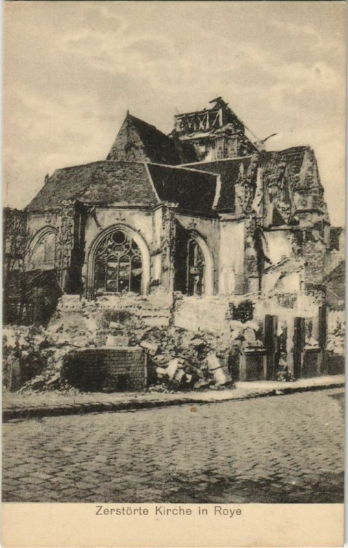 CPA guerre ROYE Zerstörte Kirche (751052)