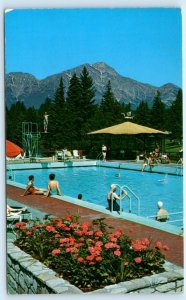 JASPER PARK LODGE, Alberta Canada ~ SWIMMING POOL c1960s  Postcard