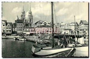 Old Postcard Ostend Belgium The port