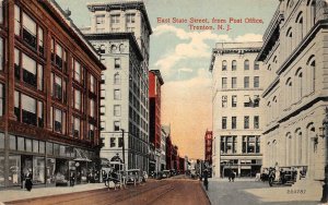 EAST STATE STREET FROM POST OFFICE TRENTON NEW JERSEY POSTCARD (c. 1910)