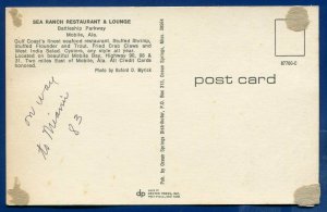 Mobile Alabama al Sea Ranch Restaurant Battleship Parkway Causeway postcard