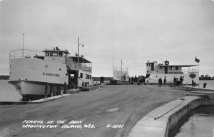 Washington Island Wisconsin Ferrys at the Dock Real Photo Postcard AA68313