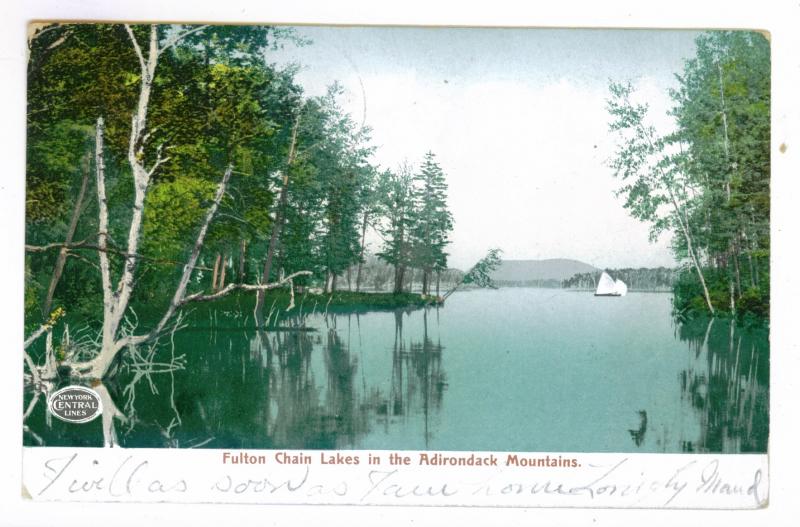 East Galway to Broadalbin, New York 1906 used Postcard, Fulton Chain Lakes