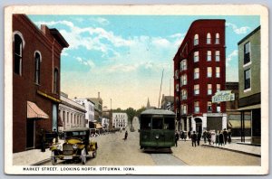 K29/ Ottumwa Iowa Postcard c1910 Market Street Trolley Stores 382