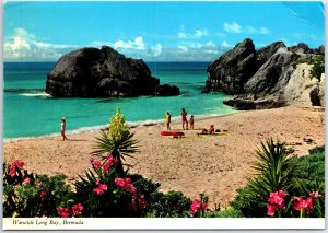 VINTAGE CONTINENTAL SIZED POSTCARD WARWICK LONG BAY BERMUDA LOADED WITH STAMPS