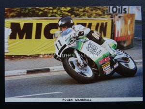 Isle of Man T.T. Races ROGER MARSHALL AT QUATER BRIDGE c1987 Postcard by Mannin