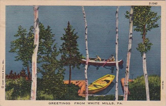 Pennsylvania Greetings From White Mills 1955 Curteich