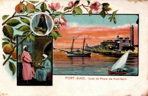 Egypt Quay and Pharah of Port Said Vintage Litho Postcard 08.98