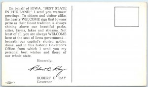 c1970s Iowa Political Postcard Governor Robert D. Ray Photo Oversized PC Vtg M1