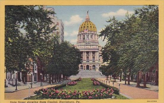 State Street Showing State Capitol Harrisburg Pennsylvania