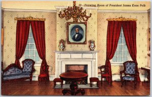 Drawing Room Of President James Knox Polk Boyhood Home Columbia TN Postcard