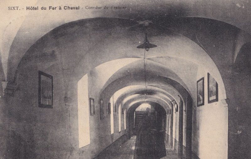 Dormitry Corridor at Hotel De Fer A Cheval France Old Postcard