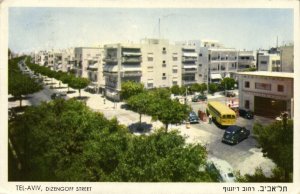 israel palestine, TEL-AVIV, Dizengoff Street, Car Bus 1964 Palphot 5005 Postcard