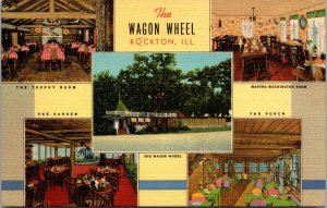 Linen Postcard The Wagon Wheel Restaurant in Rockton, Illinois