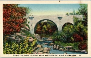 Rockefeller Bridge over Duck Brook Postcard Bar Harbor Maine Postmarked 1939