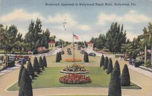 Boulevard Approach To Hollywood Beach Hotel Hollywood Florida 1945