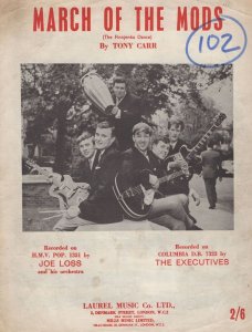 March Of The Mods The Executives Rare but Worn Sheet Music