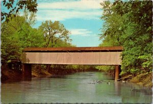 Illinois Shelby County Thompson Mill Covered Bridge Over Kaskaskia River