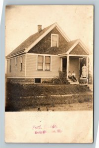 RPPC of North Milwaukee WI - Family on Porch Real Photo Wisconsin c1912 Postcard