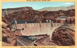 Vintage Postcard Lookout Point Boulder Dam Downstream From Boulder Dam Nevada NV