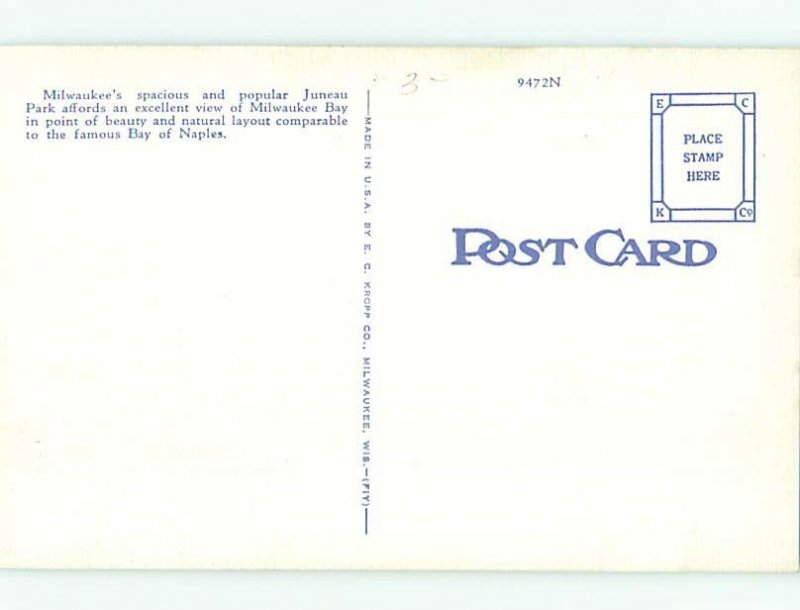 Unused Linen PARK SCENE Milwaukee Wisconsin WI H2292