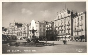 Vintage Postcard 1920's View of Fountain Fontana Bossi Lugano Italy IT