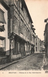 Vintage Postcard Maisons De La Rue Saint-Laurent Beauvais France