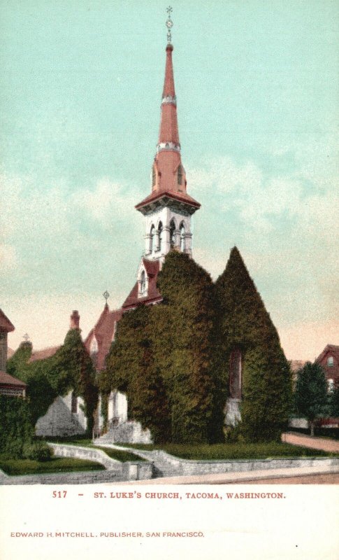 Vintage Postcard St. Luke Memorial Episcopal Parish Church Tacoma Washington WA