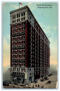 1914 Hotel Washington Aerial View Restaurant Building Indianapolis IN Postcard