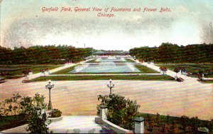 Illinois Chicago Garfield Park General View Of Fountains and Flower Beds