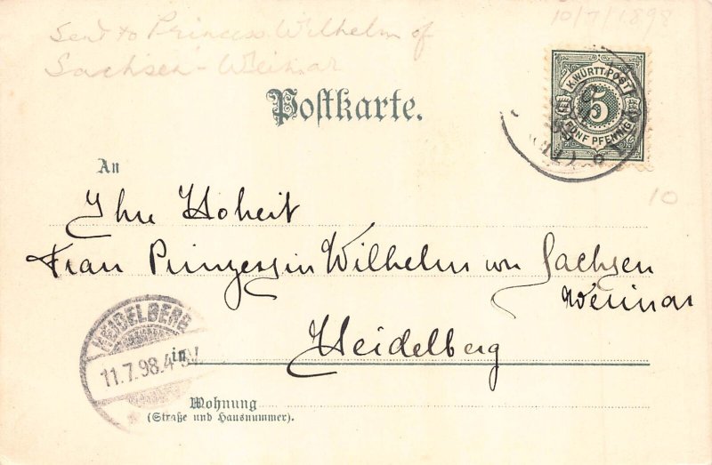 Germany Gruss aus Stuttgart 1898 litho vintage postcard
