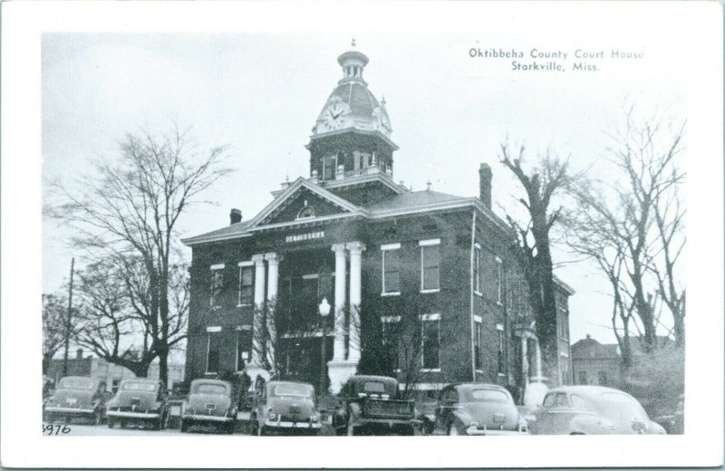 Vtg Postale Cppr 1940s Starkville, Ms Mississippi Oktibbeha Comté Court Maison