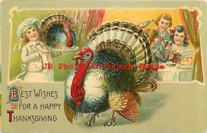 Thanksgiving, Unknown No 854, Children Toasting Wine, Boy with Turkey on Platter