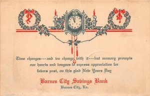 Barnes City Louisiana Savings Bank Christmas Greetings Vintage Non PC AA71069