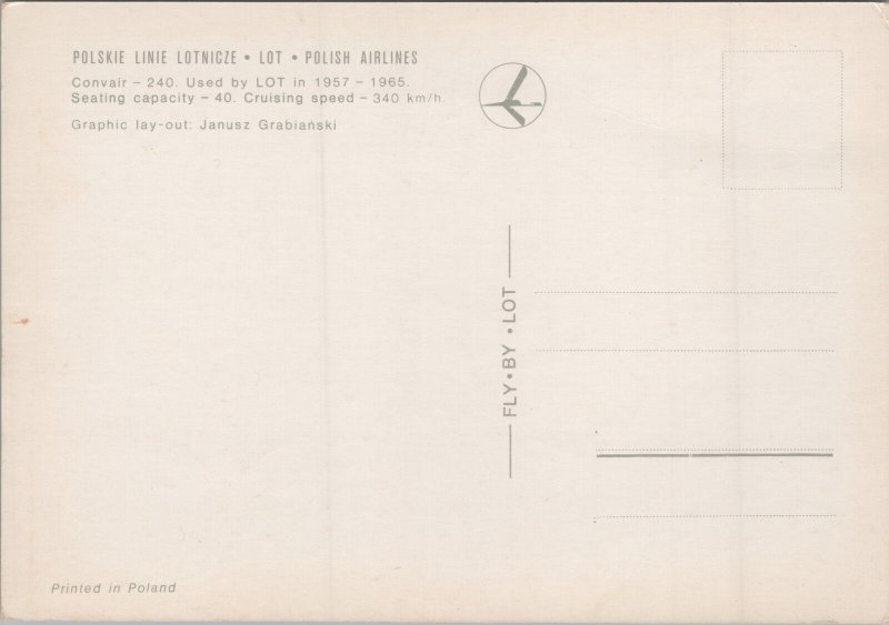 Convair-240 Airliner Polish Airlines Vintage Postcard BS.32