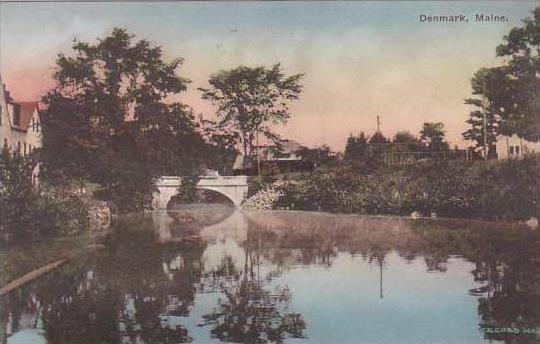 Maine Denmark Town Scene With Bridge