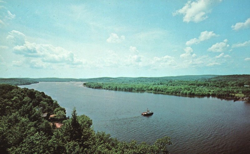 Vintage Postcard The Connecticut River Beautiful & Unspoiled River Valley Hadlym