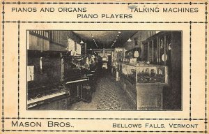 Bellows Falls VT Mason Bros. Pianos & Organs Talking Machine Piano Players PC