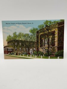 Postcard Illinois Herrin Masonic Temple and Herrin Hospital Old Car LInen Unpost
