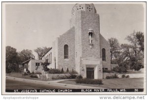 Wisconsin Black River Falls St Joseph's Catholic Church 1953 Real Photo