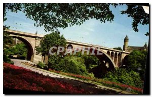 Postcard Modern Luxembourg Adolphe Bridge and Caisse d'Epargne