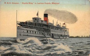 R. & O. STEAMER RAPIDS KING IN LACHINE RAPIDS MONTREAL CANADA POSTCARD (c. 1907)