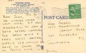Postcard Colorado Cortez Frontier Motel roadside Thomas 22-13990