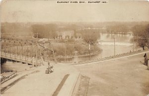 G3/ Elkhart Indiana RPPC Postcard c1910 Elkhart River Dam Bridge