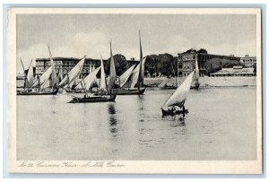 c1930's Caserne Kasr El Nile Cairo Egypt, Lake Boat Scene Vintage Postcard