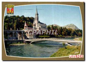 Modern Postcard Lourdes Basilica and the Gave New Bridges