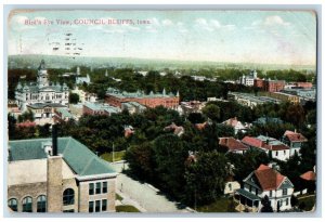 Council Bluffs Iowa IA Postcard Aerial View Greenery Scene 1909 Posted